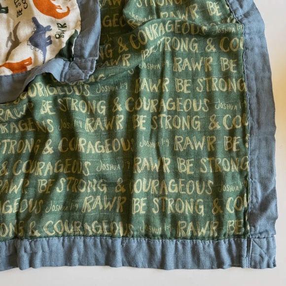 Dinosaurs "Be Strong and Courageous" Double Sided Blanket, 47" x 47" - Picture 4 of 4